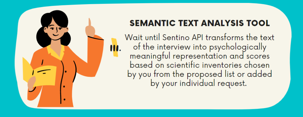 Sentino Interview API for AI-based data-driven semantic text analysis